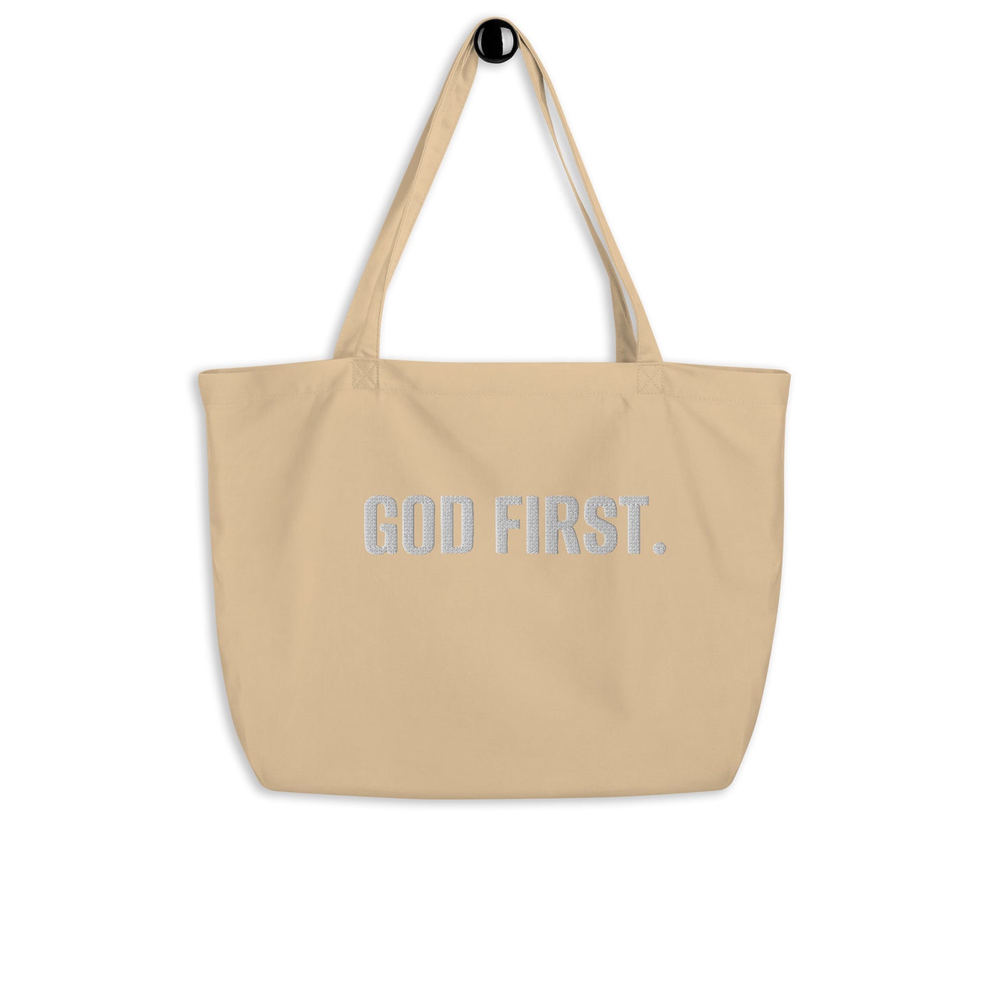 God First. Large Organic Tote Bag
