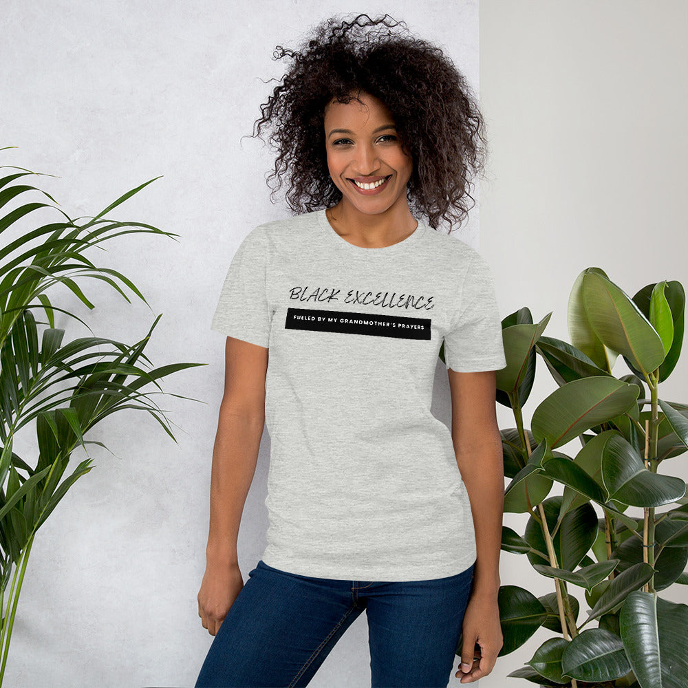 Fueled By My Grandmother's Prayers T-shirt with Black Text